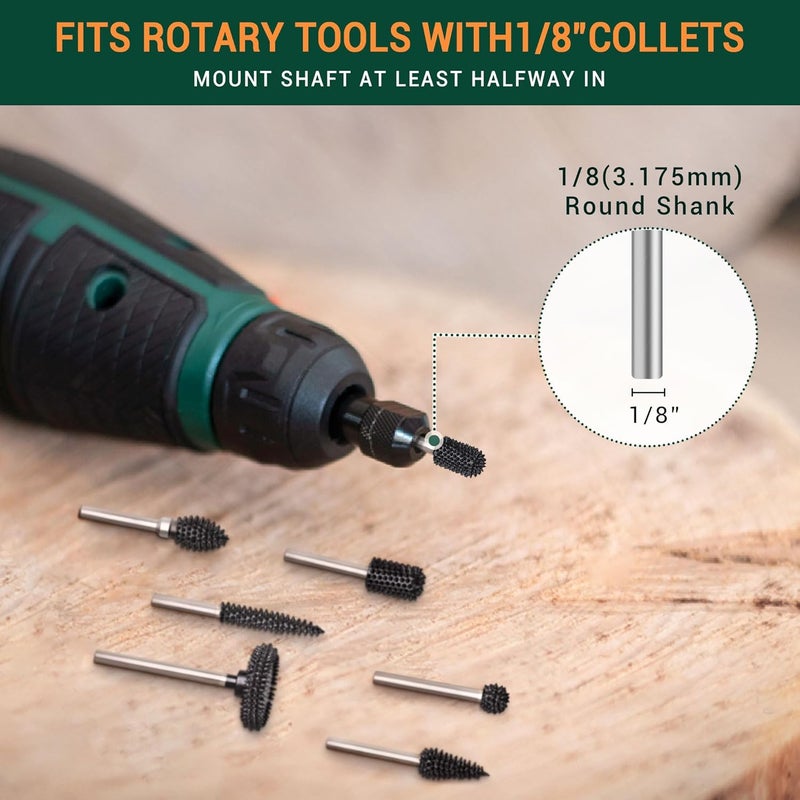 ToolTrek Store كرة مسمارية حادة للغاية، عمود 1⁄8"، خشن جداً - ملحق نجارة لدريمل، فوردوم، ديوالت، ميلووكي. كربيد التنغستن الكاشط. - Image 5